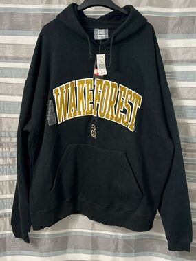 Wake Forest Demon Deacons Black Pullover Hoodie with Gold Arch Logo